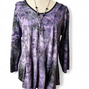 Witchy Whimsigoth Purple Velvety Long Sleeve Top